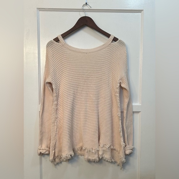Free People Sunrise Cold Shoulder Sweater Cream Small - Picture 4 of 6